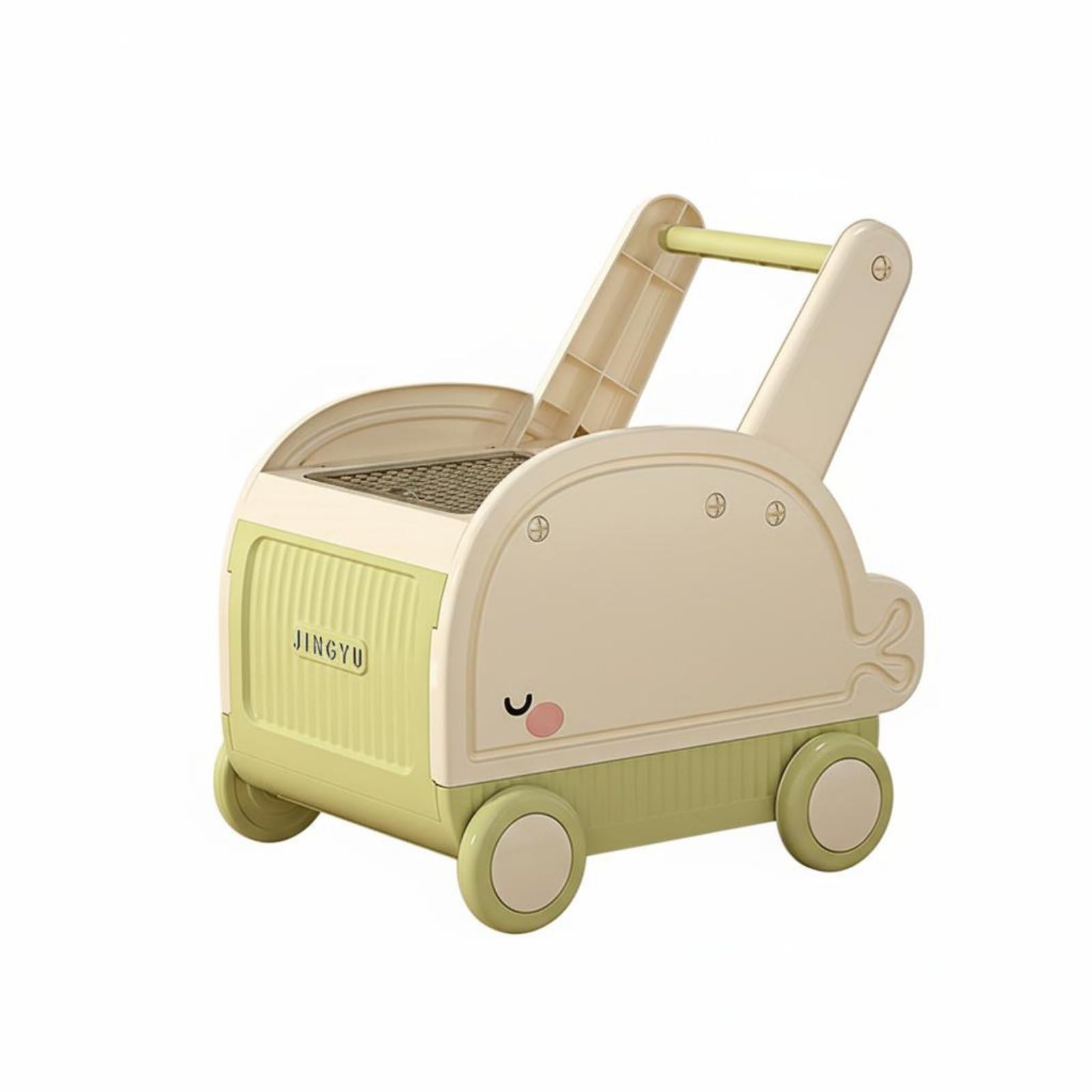 Carrito Infantil Almacenamiento Juguetes Organizador Rodante con Ruedas Material PP Alimentario Seguro Adecuado para Guardería Sala de Juegos, Verde, Blanco Y Verde, Grande