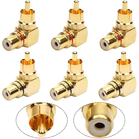 GALDOEP 6 Stück 90 Grad RCA Adapter,90-Grad-Cinch-stecker Cover