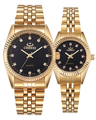 Couple Watches Swiss Brand Golden Watch Men Women Stainless Steel Waterproof Quartz Watch