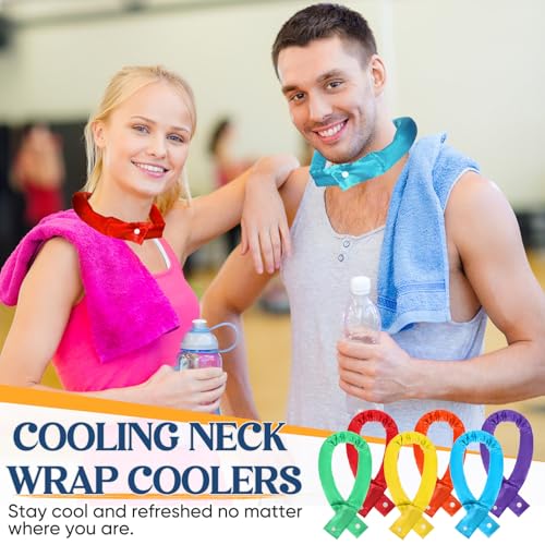 Image of Cozypower 6 Pcs Cooling Neck Wraps with Button Cooling Bandana Neck Cooler Scarf for Hot Weather Ice Neck Wrap Summer Outdoor