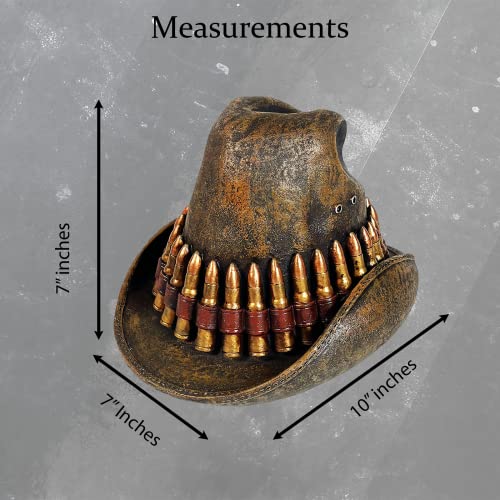 Urbalabs Western Cowboy Trilby Bullet Hat And Silver Star Saddle Coin Banks Decorative Cowboy Boots Resin Banks Home Office Rustic Decor Country Living (Bullet Band Trilby) #TOP1