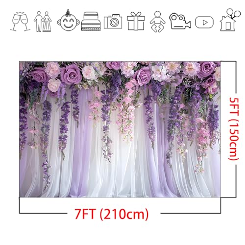 Mocsicka fondo floral púrpura 7x5ft miniatura 6