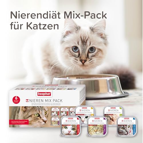 BEAPHAR – Nierendiät Mix Pack – Diätalleinfuttermittel Für Katzen Mit Chronischer Niereninsuffizienz – Zur Unterstützung Der Nierenfunktion – 6X 100 g