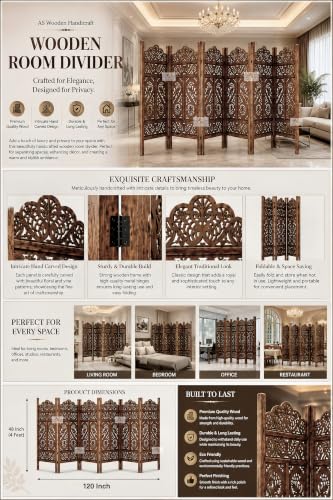 Image of Partition for Living Room,Divider,Partition Wall Room Divider Screen Separator, Wall Panel Divider for Hall | Bedroom |Office | Puja Room | Restaurant S Design (4ft 6 Panel Antique)