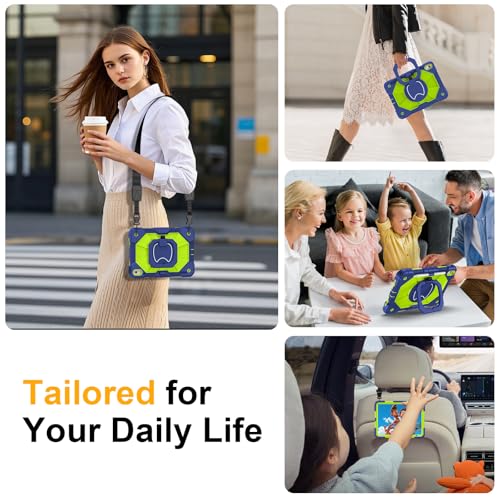 Image of Case for iPad A16 11th /10th Generation 11 inch /10.9 inch 2025 /2022, Ubearkk for iPad a16 case with Screen Protector, 360 Degree Rotating Stand Shoulder Strap Pencil Holder, Navy Green