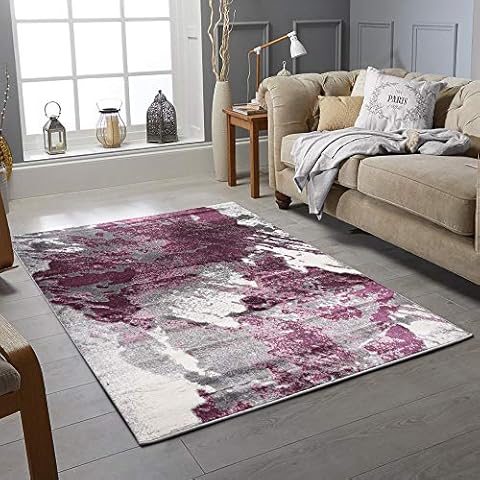 Rugstore shop Modern Rugs Extra Large Small Medium Rectangular Size Soft Touch Thick Pile Purple/Grey/Violet/Silver Kitchen Area Rugs Non Shedding (120 X 170 CM, RIO PURPLE) (Purple Design 654785) Cover