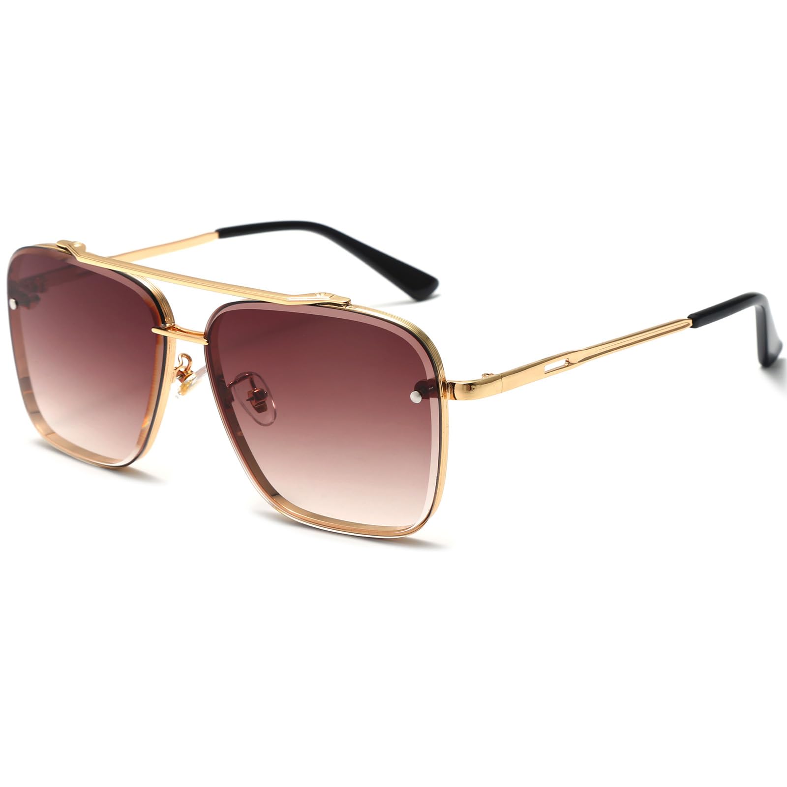 AIEYEZO Oversized Square Sunglasses for Men Women Fashion Metal Frame Square Aviator Gradient Shades