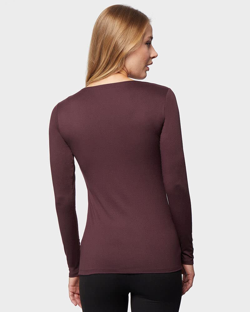 32 Degrees Camiseta ligera con cuello redondo para mujer, manga larga, ajuste de forma, elástico en 4 direcciones, térmica