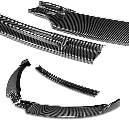 Stay-Tuned, 5PCS ABS STP-Style Front Bumper Lip Spoiler Body Kit + Universal 31" x 4" Side Skirts, Compatible with 2012-2016 Tesla Model S, Exterior Accessory (Carbon Painted)