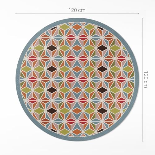 Tapis vinyle résistant à la rayure et entretien facile géométrie pastel