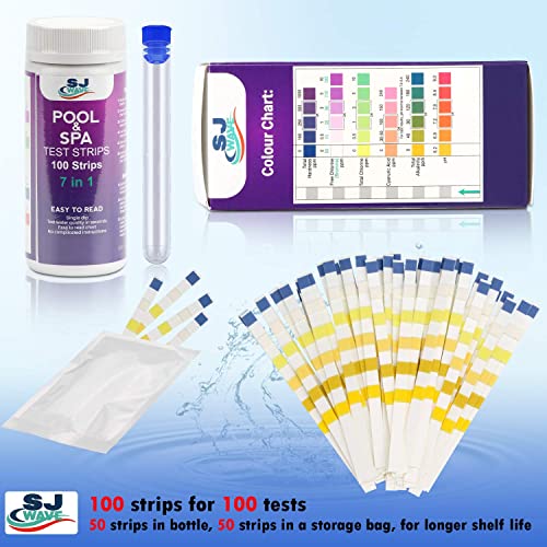 7 In 1 Pool & Spa Test Strips | Water Testing Kit Hot Tub Test Strips Detects Ph, Chlorine, Bromine, Hardness, Alkalinity, Cyanuric Acid 100 Strips #TOP1