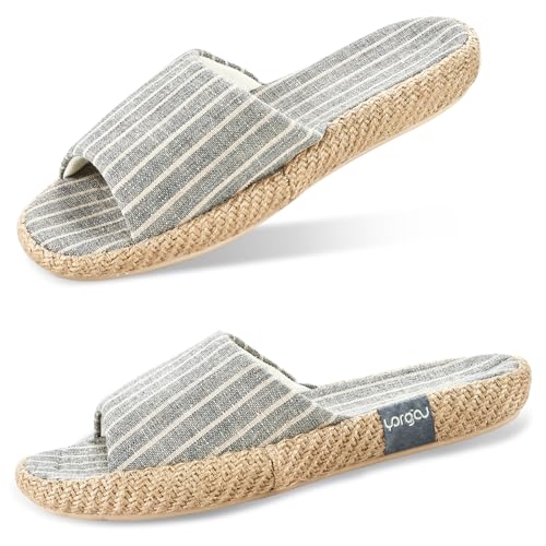 Summer House Slippers for Women Indoor Open Toe Women House Slippers Cotton and Linen Shoes Breathable Home TPR Outsole