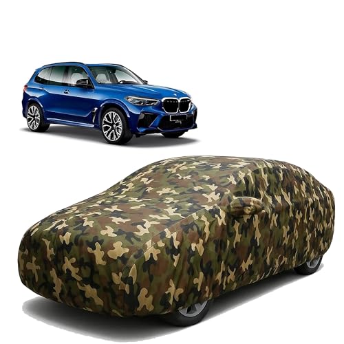 Image of Sulfar 100% Waterproof Car Body Cover Compatible with Mirror for BMW X5M with Long Lasting Durable Material (Triple Stitched, Full Bottom Elastic, Camouflage Army)
