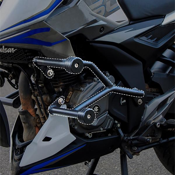 Image of Premium Crash Guard with Frame Sliders Compatible with Bajaj Pulsar N160 | N250 | F250 (Heavy Duty) (Tourer) (Black, Pack of 1)