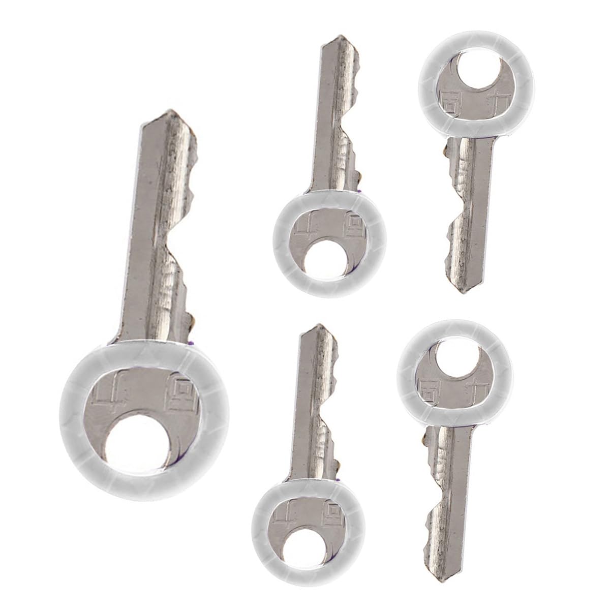Van Der Linn Pack of 10 Round Key Cap Covers, Choose Your Own Colour Soft Rubber Plastic Key Identifier (White, 5)