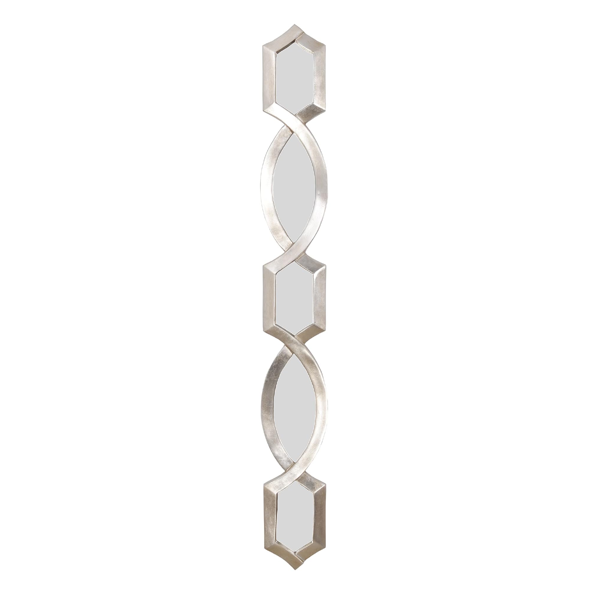 Diamond Stack Mirror, Wall Mirror Decor for Bedroom and Living Room, 6 Inches x 47 1/2 Inches, Silver