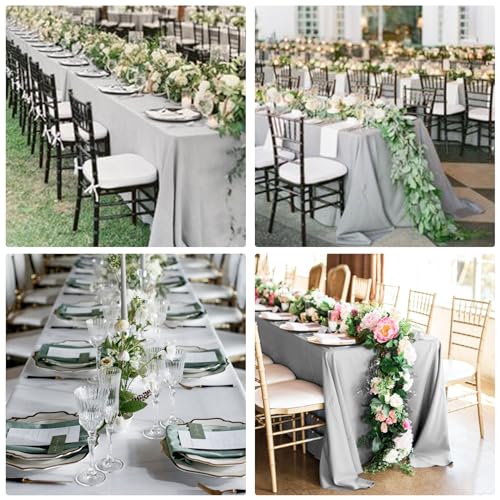 Image of 4 Pack Rectangle Tablecloth for 6 Foot Tables Washable Polyester Table Cover for Wedding Dining Table Parties Banquet(60x102 Grey)