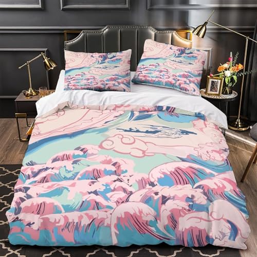 Housse de couette vagues microfibre 140x200 impression 3D premium - 2