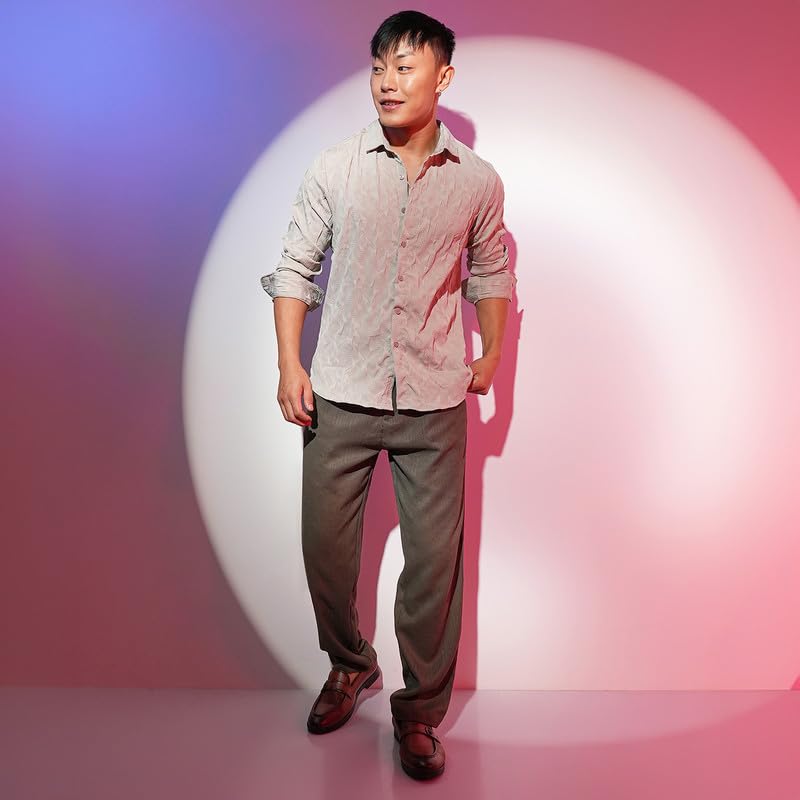 Image of CAHOOT Men's Solid Utility Shirt | Casual Wear | Spread Collar | Long Sleeve | Button Closure | Shirt Crafted with Comfort Fit for Everyday Wear