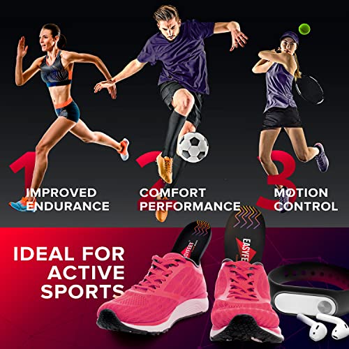 Image of Running & Sport Insoles for Men & Women - Athletic Sneaker Inserts | Shock Absorption, Energy Return, Cushioned, Basketball, Walking, Hiking, Tennis, Cleats, Gym Training, Arch Support