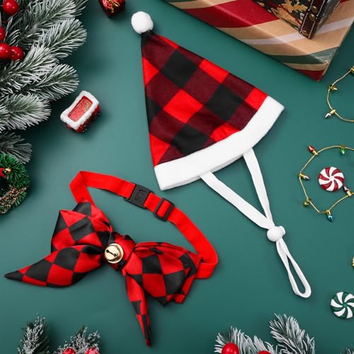 Disfraz Navideño con Sombrero y Corbatín para Mascotas miniatura 6