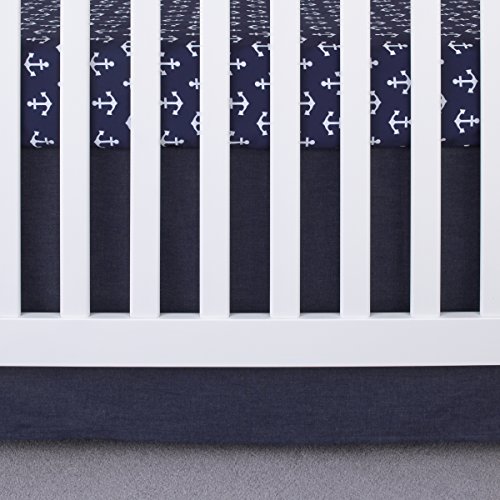 Image of NoJo 100% Cotton Fitted Crib Sheet, Anchors, Navy /White