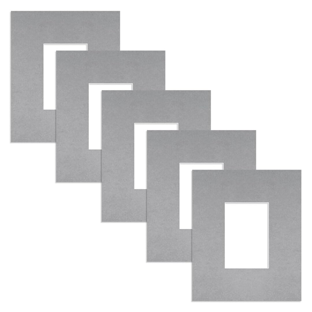 Alison Kingsgate 12X10 Silver Picture Mount - 6X4 Aperture - Pack 5