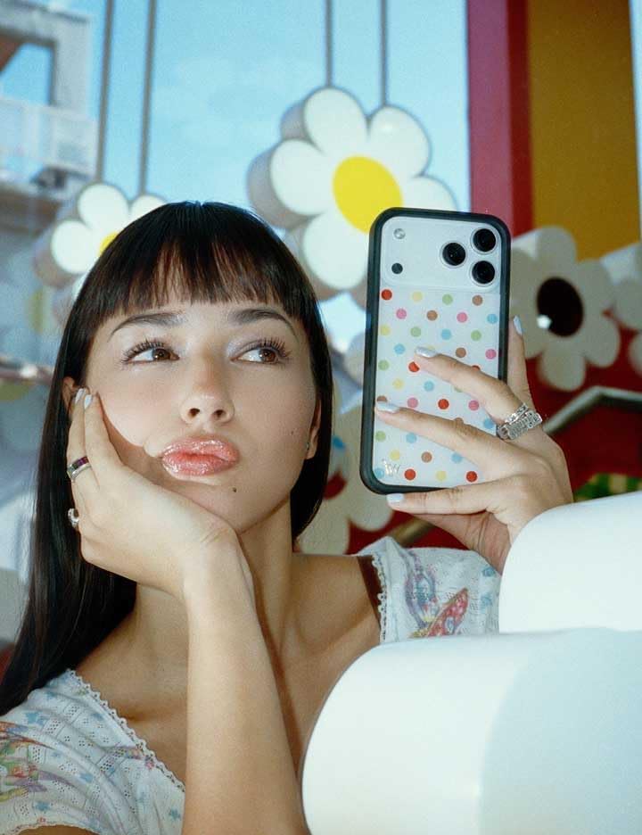 Wildflower Cases - Compatible with iPhone 17 Pro Max | Protective Black Bumper, 6.5ft Drop Test Certified, Women Owned Small Business | New Year Aesthetic Rainbow Birthday | Polka Dot - Confetti