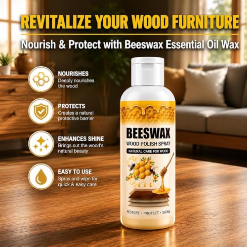 Image of Beeswax Furniture Polish Spray 100ml | Natural Wood Polish & Cleaner | Restores Shine, Protects & Conditions Wooden Furniture | For Tables, Chairs, Doors, Cabinets, Floors (Pack Of 1)