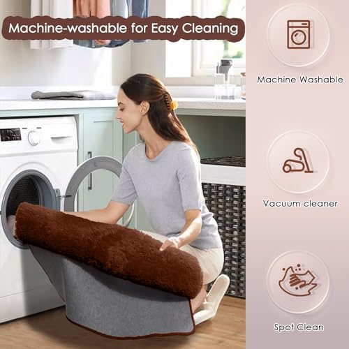 Amdrebio Dark Brown Area Rugs for Bedroom Living Room, 5x7 Fluffy Shaggy Plush Rugs for Kids Room Decor Aesthetic, Fuzzy Furry Chocolate Coffee Modern Cool Carpet for Classroom Playroom Dorm Nursery
