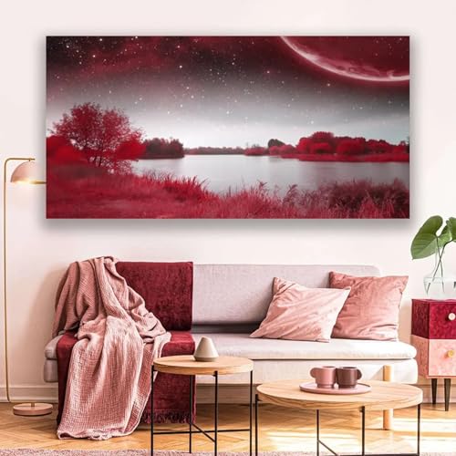 Tableau abstrait arbre rouge grand format 70x140cm impression haute définition sur toile - 5