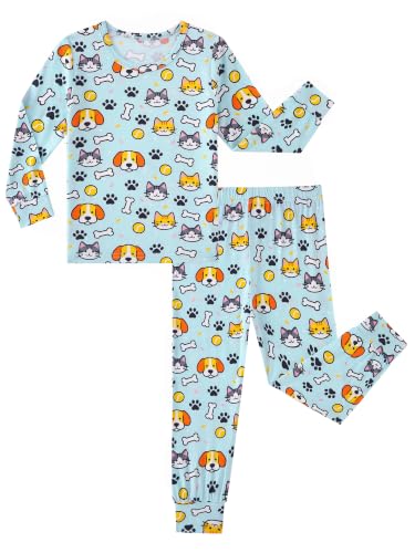 ZEBZOO Viscose Derived From Bamboo Pajamas Baby Girls PJs Infant Toddler Pajama Kids Sleepwear Children Long Sleeve 2-Piece Set 12-18 Months Cats Puppy - image 1