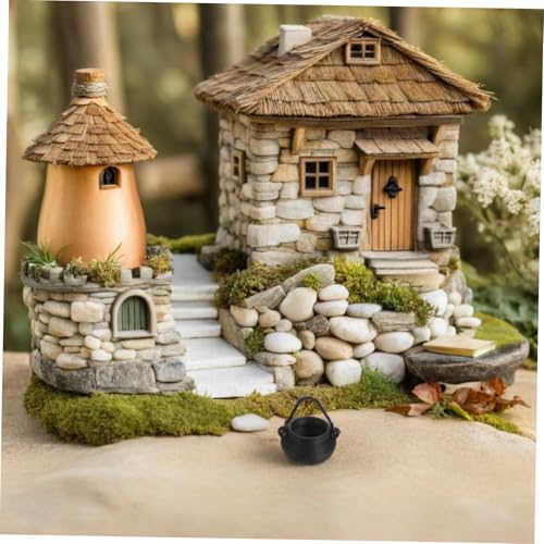 Calderos Pequeños de Plástico Negros Resistentes y Ligeros para Miniaturas 6