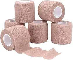 Combo com 5 Bandagens Elásticas Adesivas Flexíveis 5cm x 4,5m - Ideal para Recuperação e Suporte Muscular, Conforto e Estabilidade para Atletas e Praticantes de Atividades Físicas (Bege)