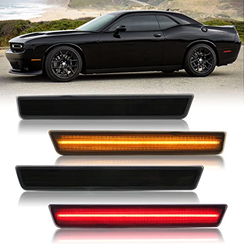 R&F Auto LED Amber Red Side Marker Lights (4) for Challenger 2015-2023
