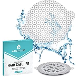 25 Pack, Disposable Shower Drain Hair Catcher Mesh Stickers