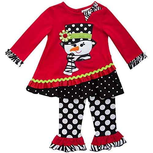 Rare Editions Baby Baby Girls' White Chevron Snowman Applique Legging Set