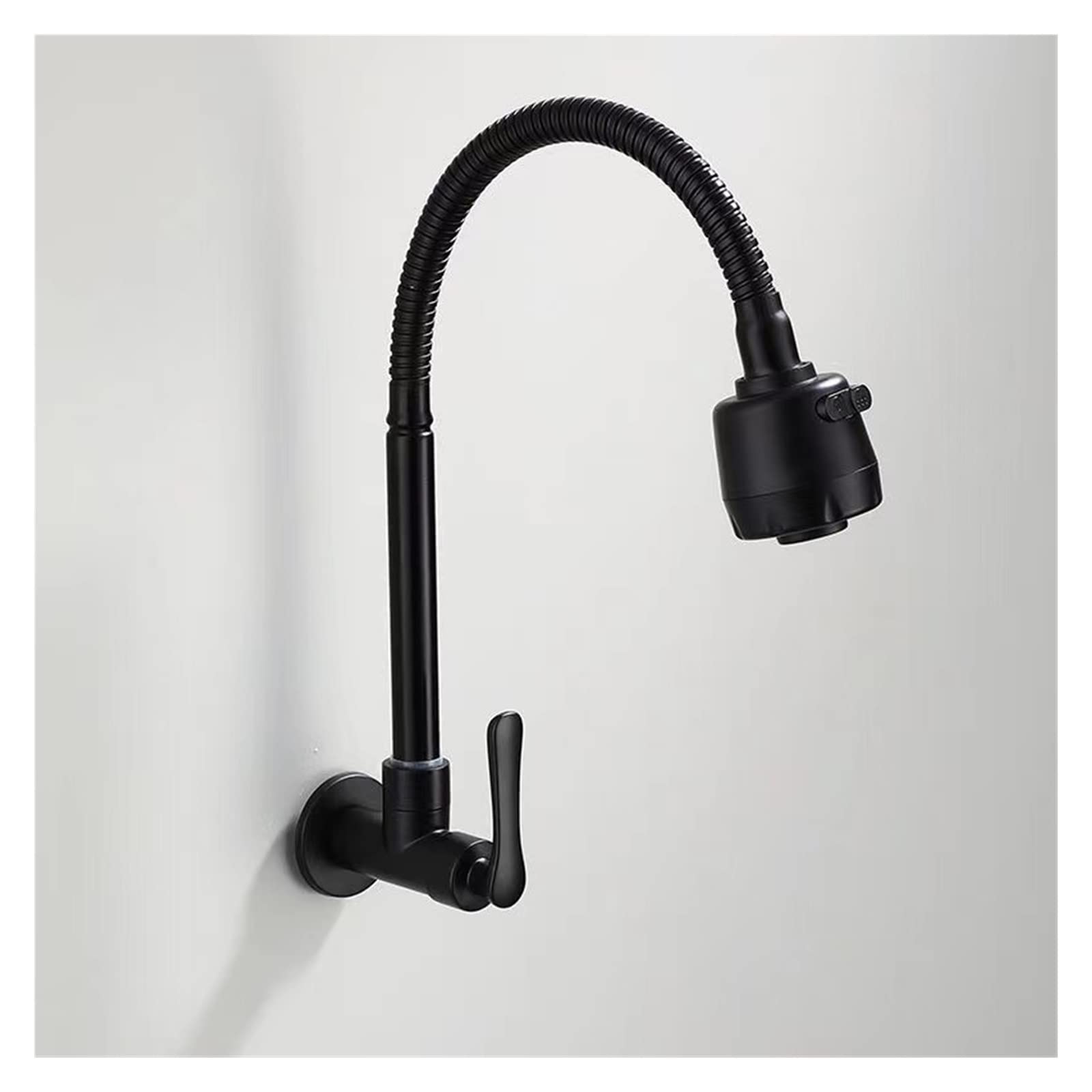Robinet cuisine mural noir orientable pour simplifier la vaisselle et le nettoyage du lavabo