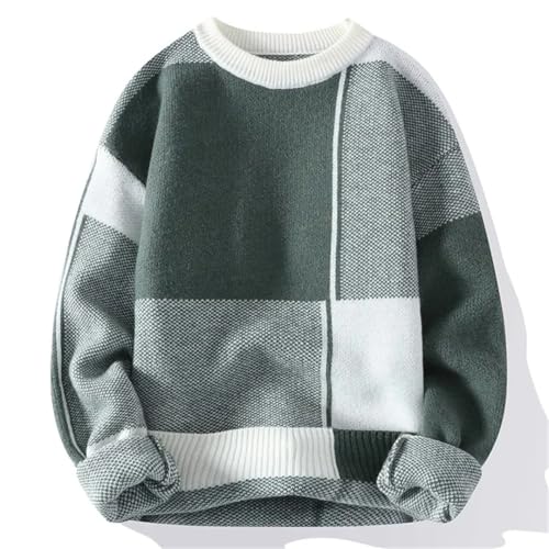 Men's Plaid Sweater Harajuku Thick Warm High Collar Pullover Christmas Sweater4