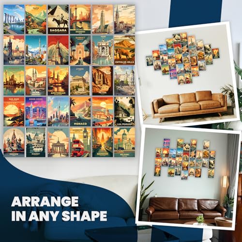 Image of Wallgasm Travel Wall Collage Kit - Pack of 30, 10x15cm Posters - Aesthetic Room Decor Item | Posters for Bedroom, Livingroom Decor | Office Decor Item Mini Poster Set