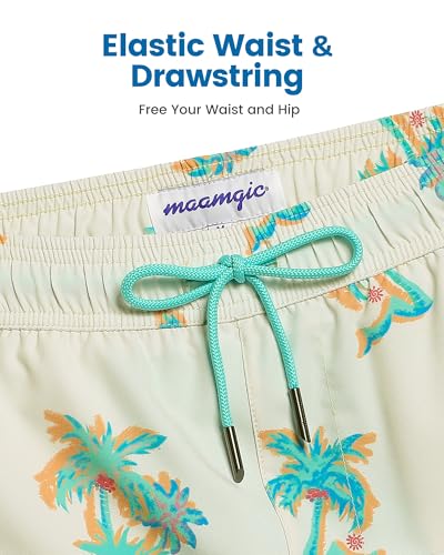 Image of maamgic 5inch Mens Swim Trunks with Compression Liner 2-in-1 Swimming Shorts Stretch Quick Dry with Zipper Pockets