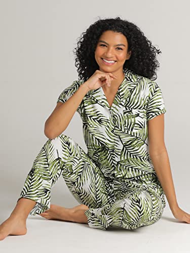 Image of Evolove Women's Polyester Half Sleeves Collared Night Suit Set /Top Pyjama Set Super Soft Comfortable (Nightsuit-Collar-HS-2)