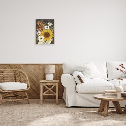 Image of 'Vintage Rural Florals'| Framed Giclee Art | Stupell Industries | Gray, 16 x 20 Inches, Easy to Hang and Sturdy, Made in USA, by House Fenway