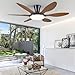 Ceiling Fans with Lights, 51 inch Modern Low Profile Ceiling Fan with Light and Remote App Control, Flush Mount, Quiet DC Reversible, Dim Led Ceiling Fan 6 Blade Softer Wind Indoor/Outdoor Patio Brown