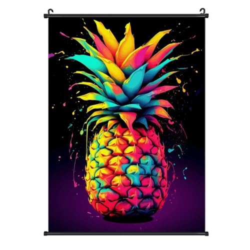 Poster sur toile ananas coloré et imperméable pour décoration murale suspendue