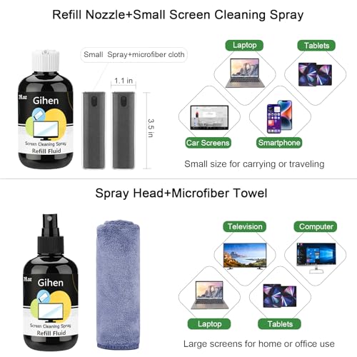 Electronic Screen Cleaner Kit, Screen Cleaner Spray and Wipe, Refillable Car Screen Cleaner, Laptop Computer Monitor Screen Cleaner, Phone pad Touch Screen Cleaner Spray, TV Screen Cleaner — view 6
