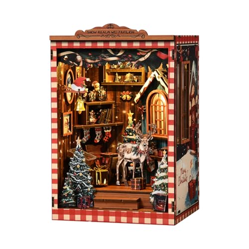 CRESYMME ミニチュアハウス ドールハウス ブックヌック キット 木製 DIY 立体 趣味 手作り（白雪の隠れ家）