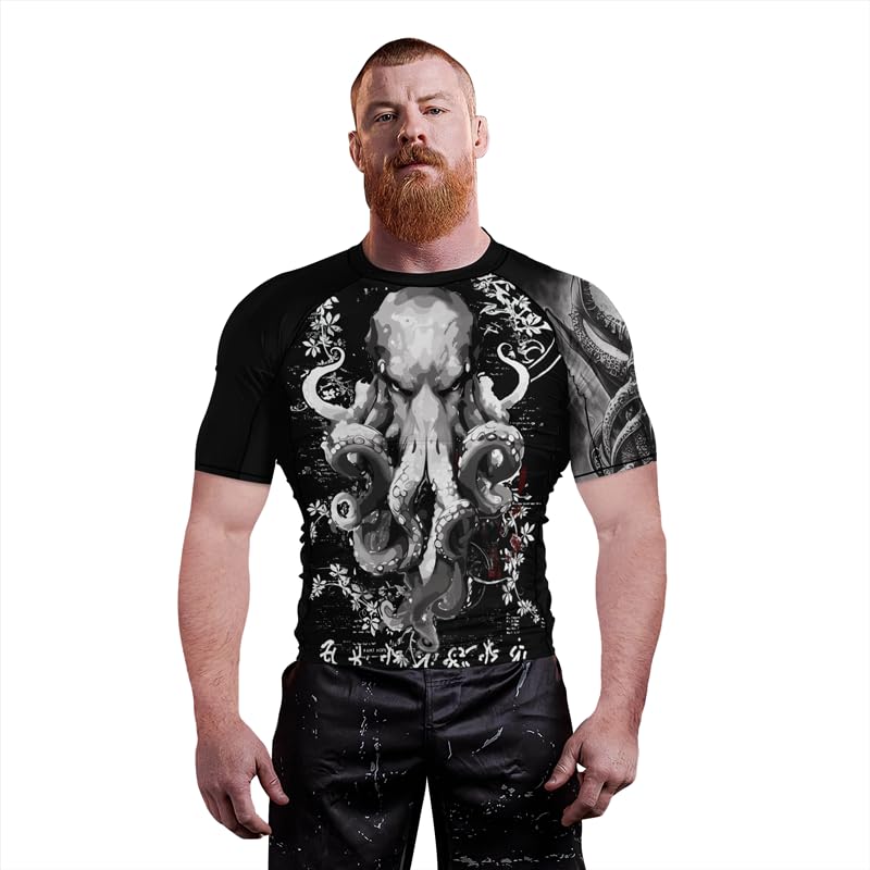 Cthulhu Men’s Compression Shirt Short Sleeve Baselayer Skins Rash Guard Suitable for BJJ MMA Grappling4