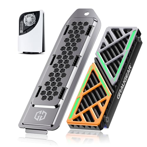 GRAUGEAR PS5 SSD Heatsink Cover Set PS5 M.2 Cooling Kit M.2 SSD Heatsink + PS5 SSD Heatsink Cover PS5 SSD Cooler and Replacement Dust Proof Cover High-Airflow Design (PS5)