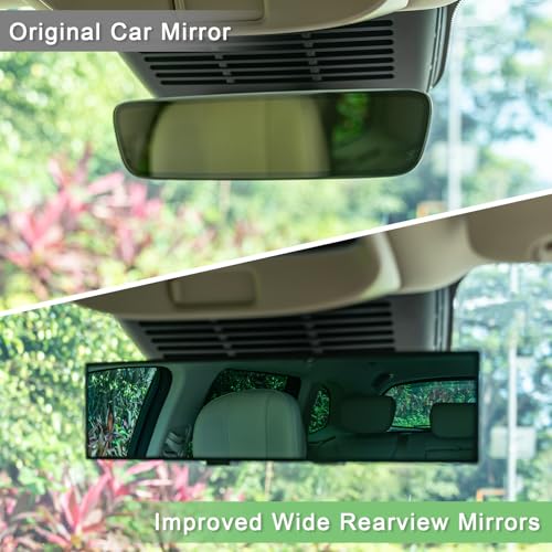 image for BOOMIBOO Rear View Mirror, Anti-glare Panoramic Rear Mirrors, Universa
